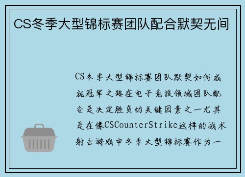 CS冬季大型锦标赛团队配合默契无间